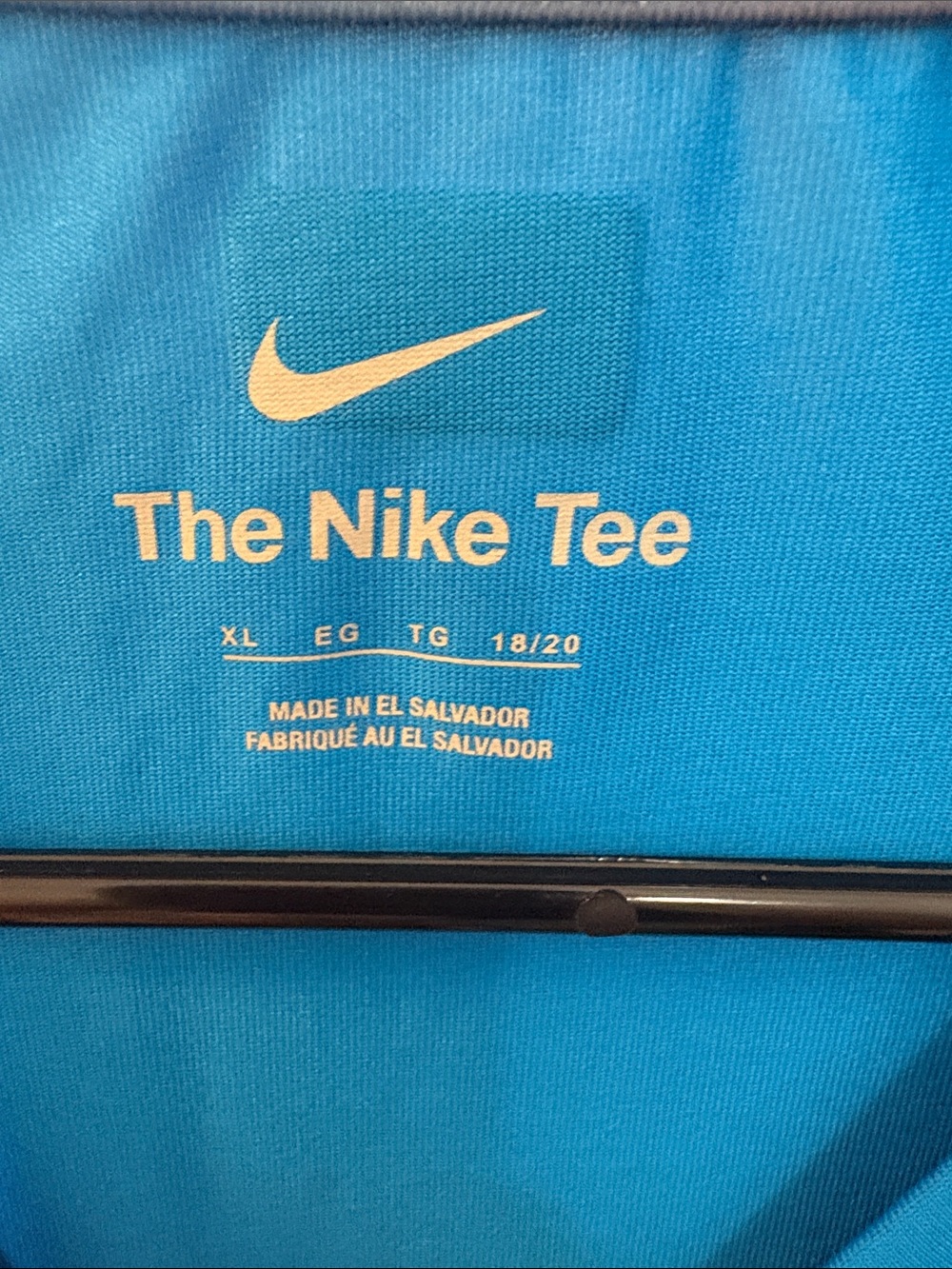Nike Blue-to-Black Gradient Tee with Yellow Swoosh - Picture 2 of 6